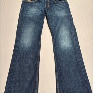 Diesel Zatiny Jeans Mens 31x32 Blue Wash 0074W Button Fly Bootcut Made Italy Y2K